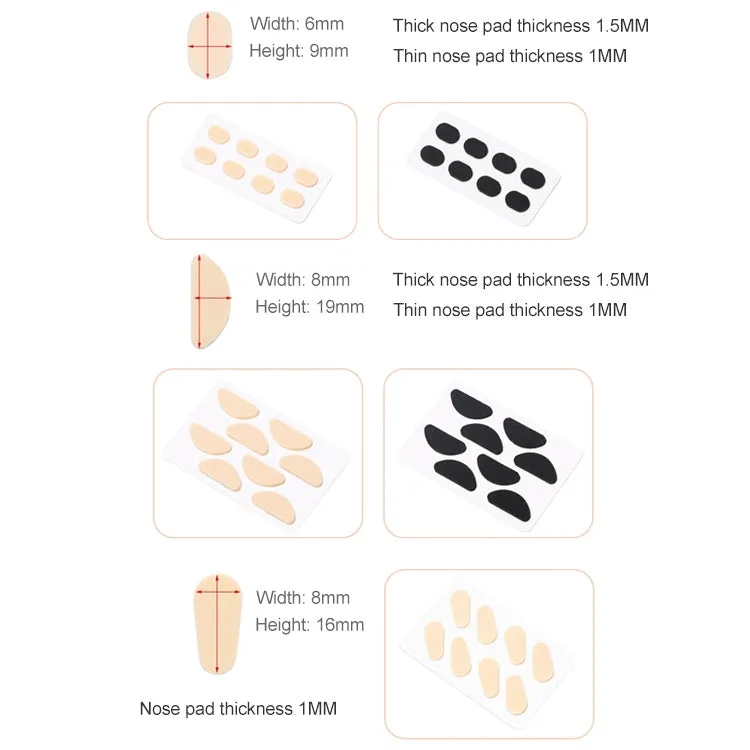 20 PCS Glasses Nose Strip Soft EVA Sponge Nose Mat Comfortable No Pressure Mark Does Not Remove Makeup Anti-Height Eye Frame Nose(Black 1.5mm)