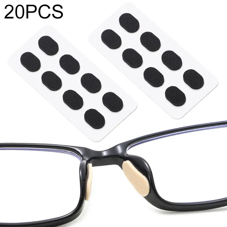 20 PCS Glasses Nose Strip Soft EVA Sponge Nose Mat Comfortable No Pressure Mark Does Not Remove Makeup Anti-Height Eye Frame Nose(Black 1.5mm)