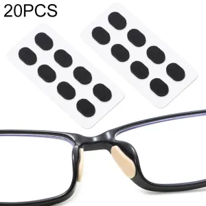 20 PCS Glasses Nose Strip Soft EVA Sponge Nose Mat Comfortable No Pressure Mark Does Not Remove Makeup Anti-Height Eye Frame Nose(Black 1.5mm)