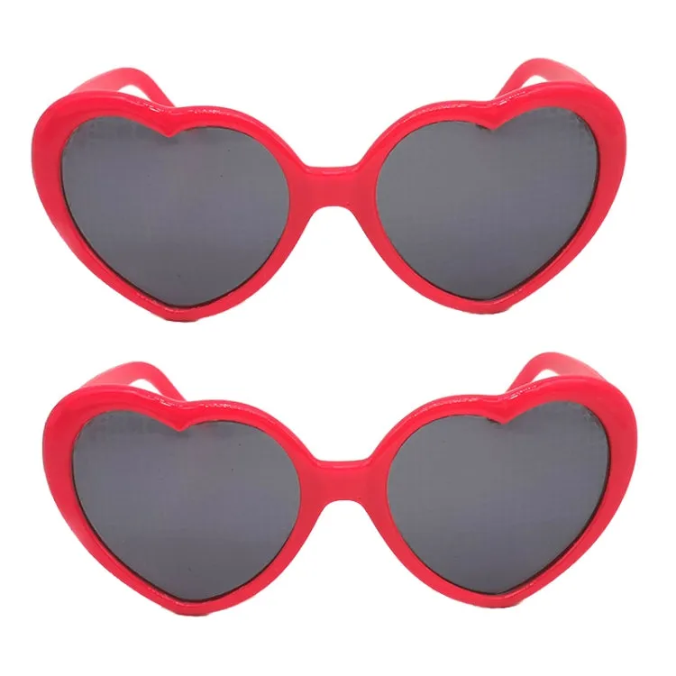 2pairs Love Glasses Light Change Love Sunglasses(Red)