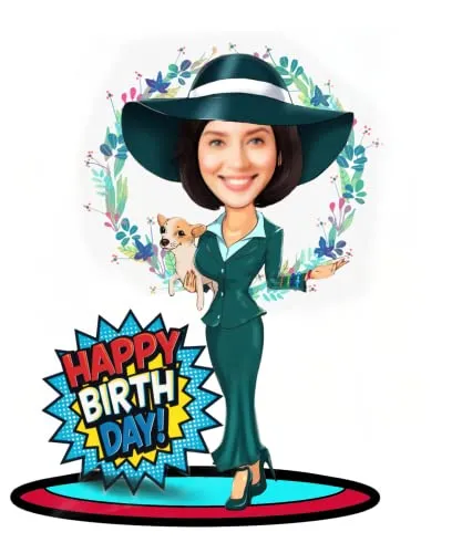 Adesh Anusaar™ Caricature Personalized Gifts for Happy Birthday Girl Wooden (9 x 6.5) AD103