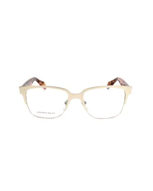 Alexander McQueen Bicolor Metal Frames with Matte Gold and Havana Dial