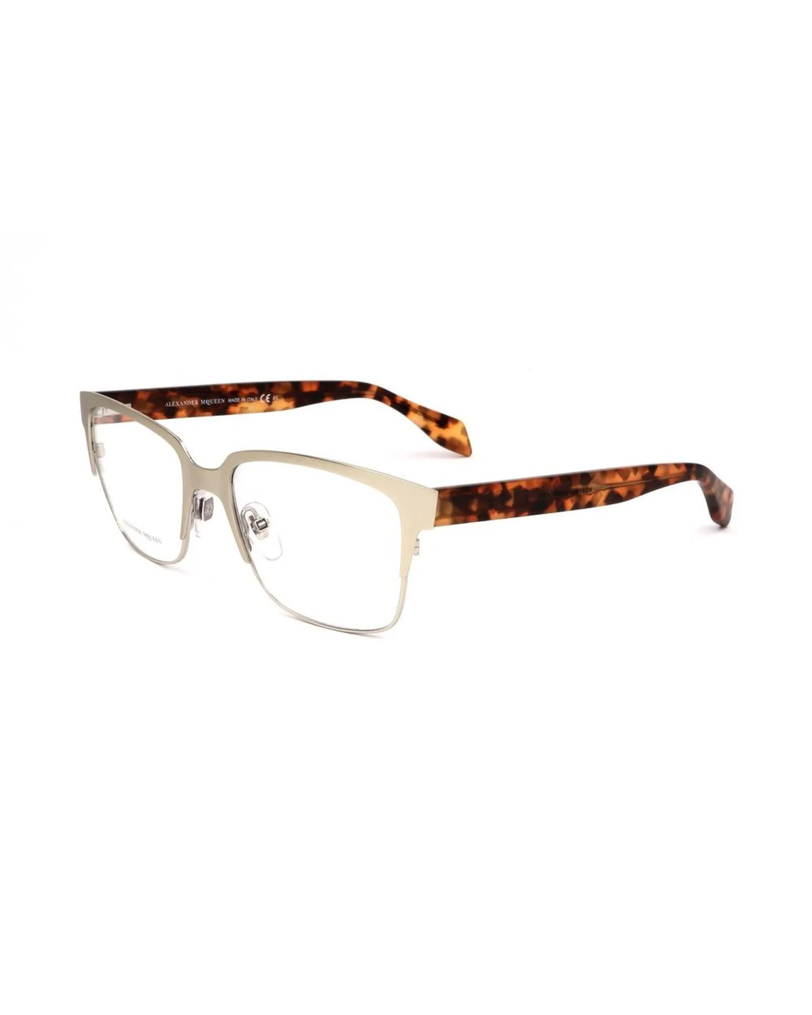 Alexander McQueen Bicolor Metal Frames with Matte Gold and Havana Dial