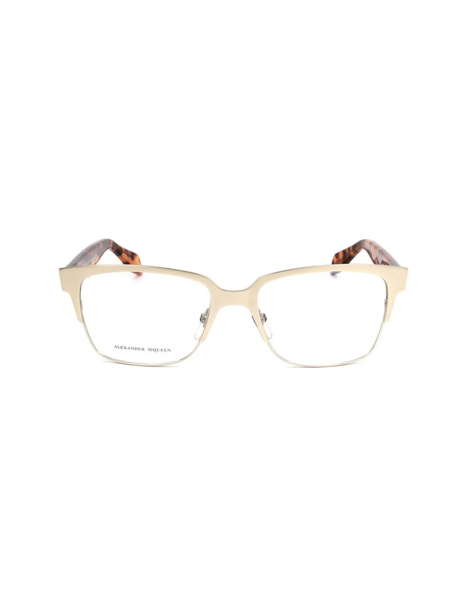 Alexander McQueen Bicolor Metal Frames with Matte Gold and Havana Dial