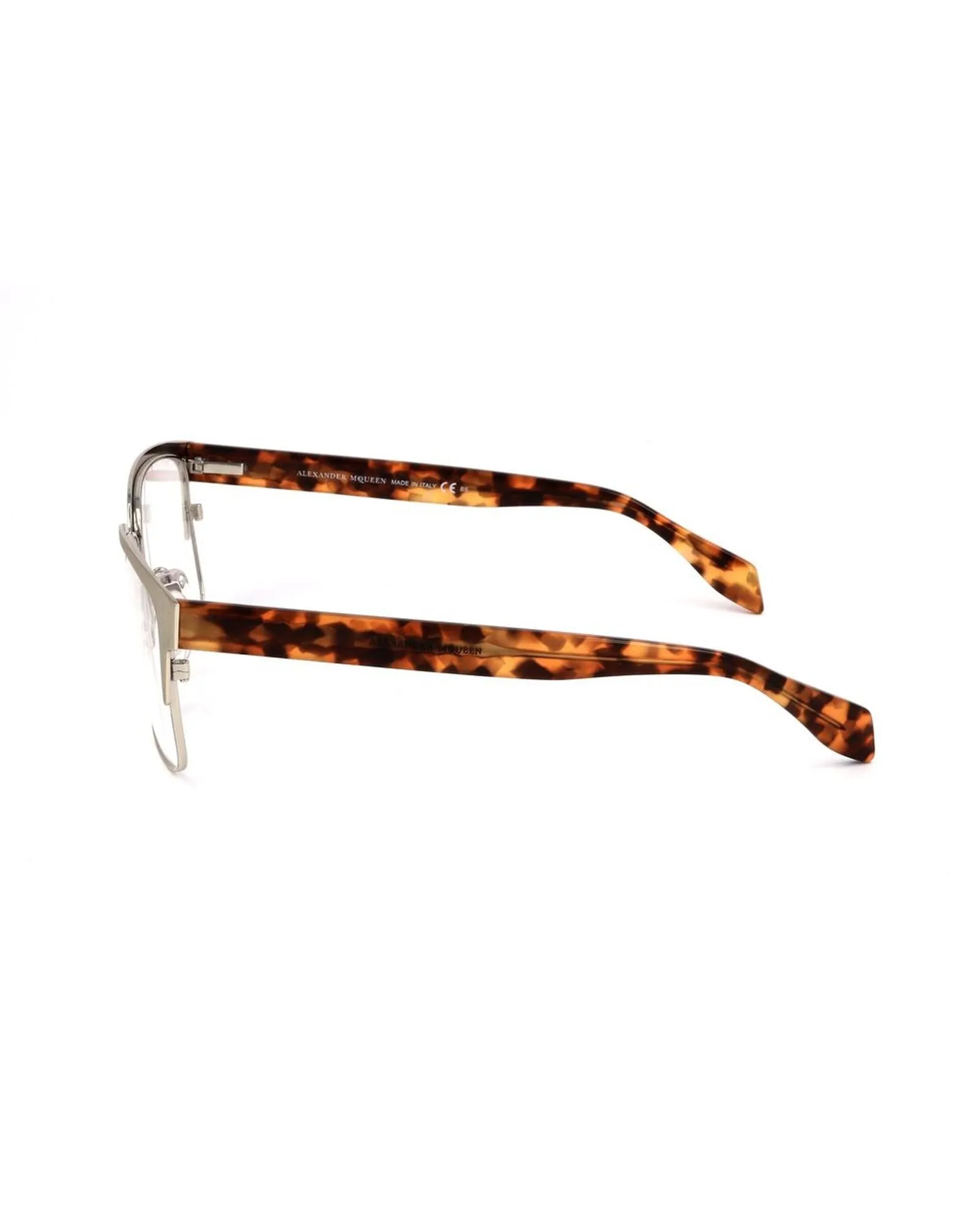 Alexander McQueen Bicolor Metal Frames with Matte Gold and Havana Dial