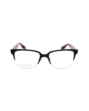 Alexander McQueen Metal Frame Glasses with Black and Havana Crystal Dial