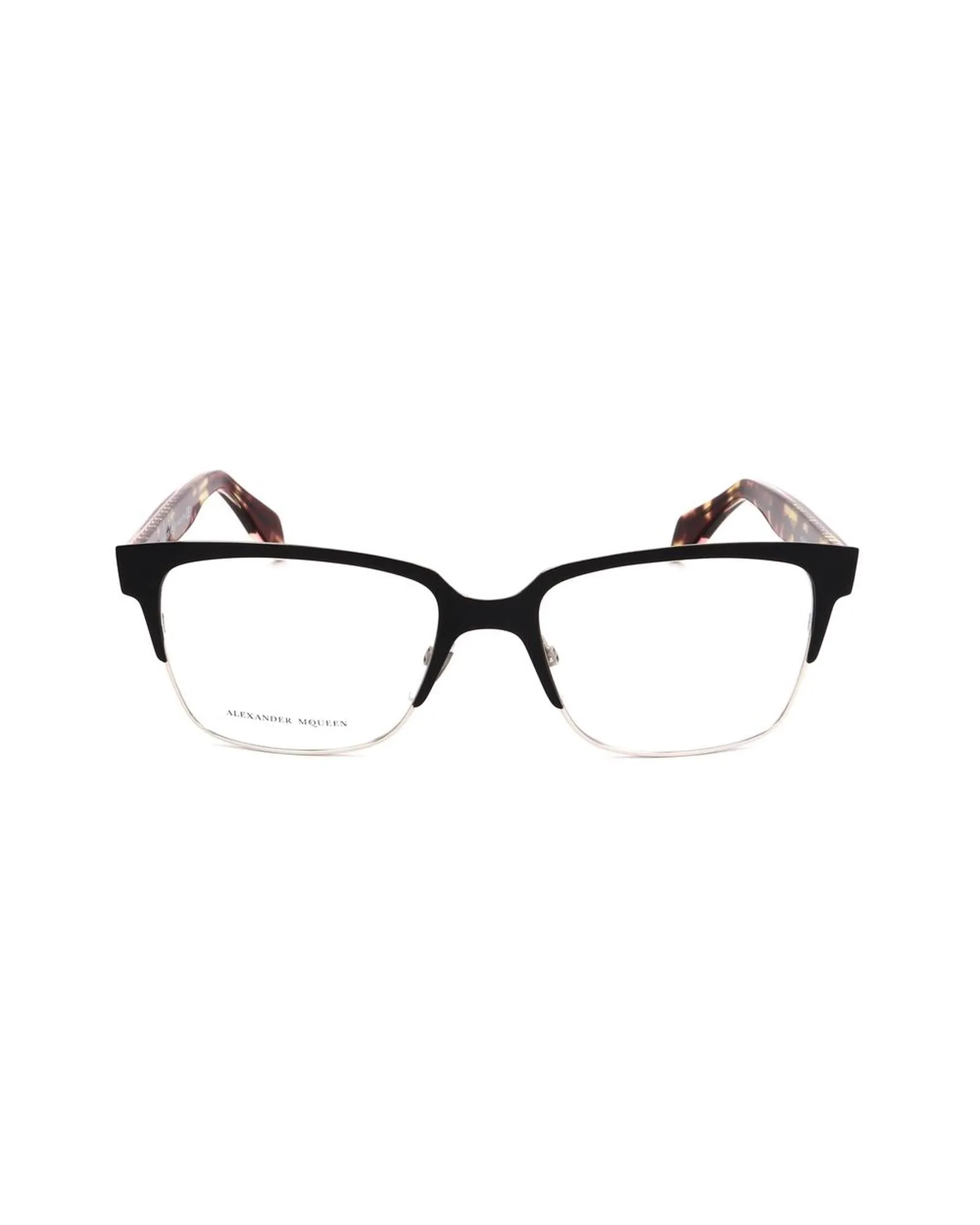 Alexander McQueen Metal Frame Glasses with Black and Havana Crystal Dial