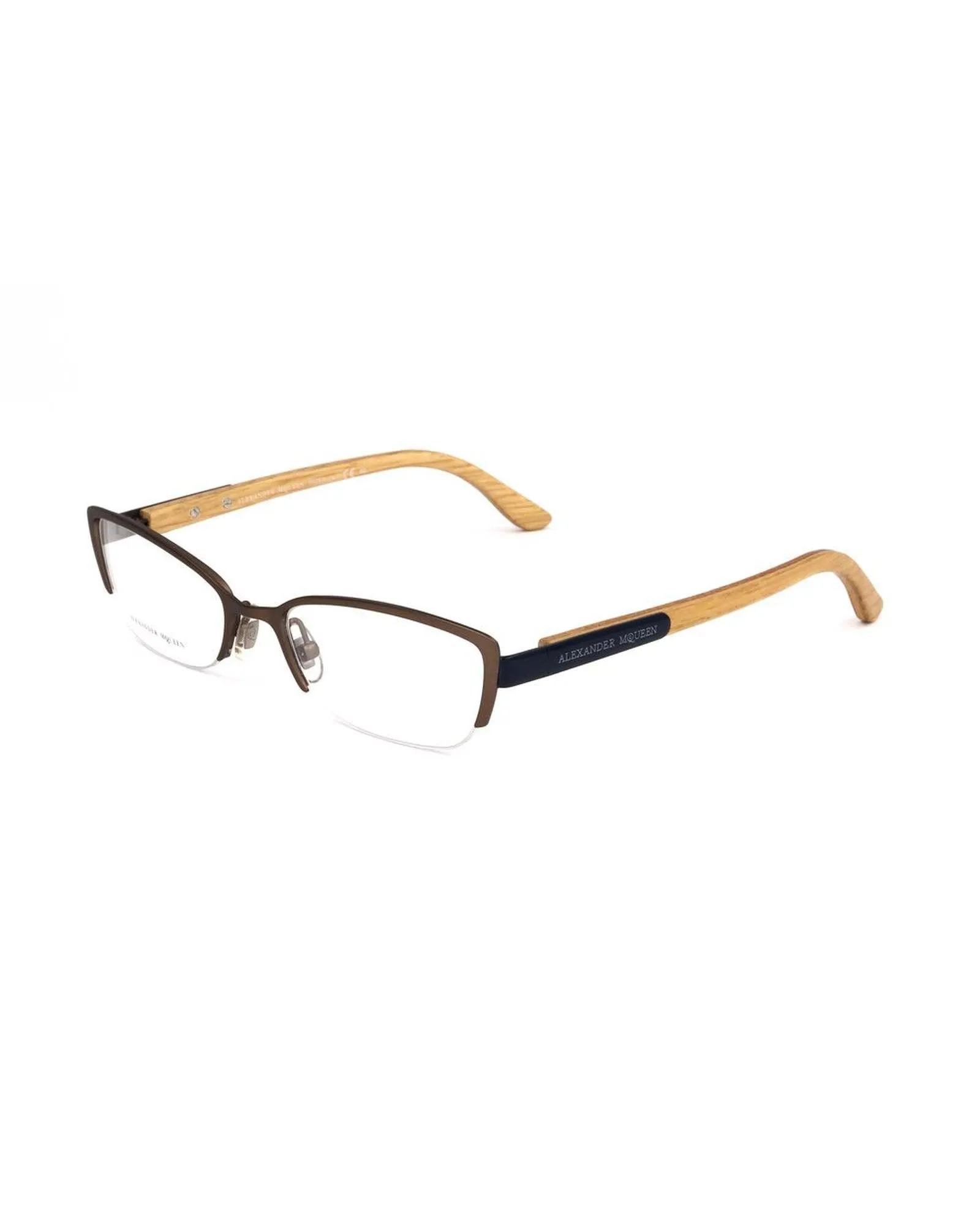 Alexander McQueen Metal Frames with Brown and Blue Semi-Matte Dial