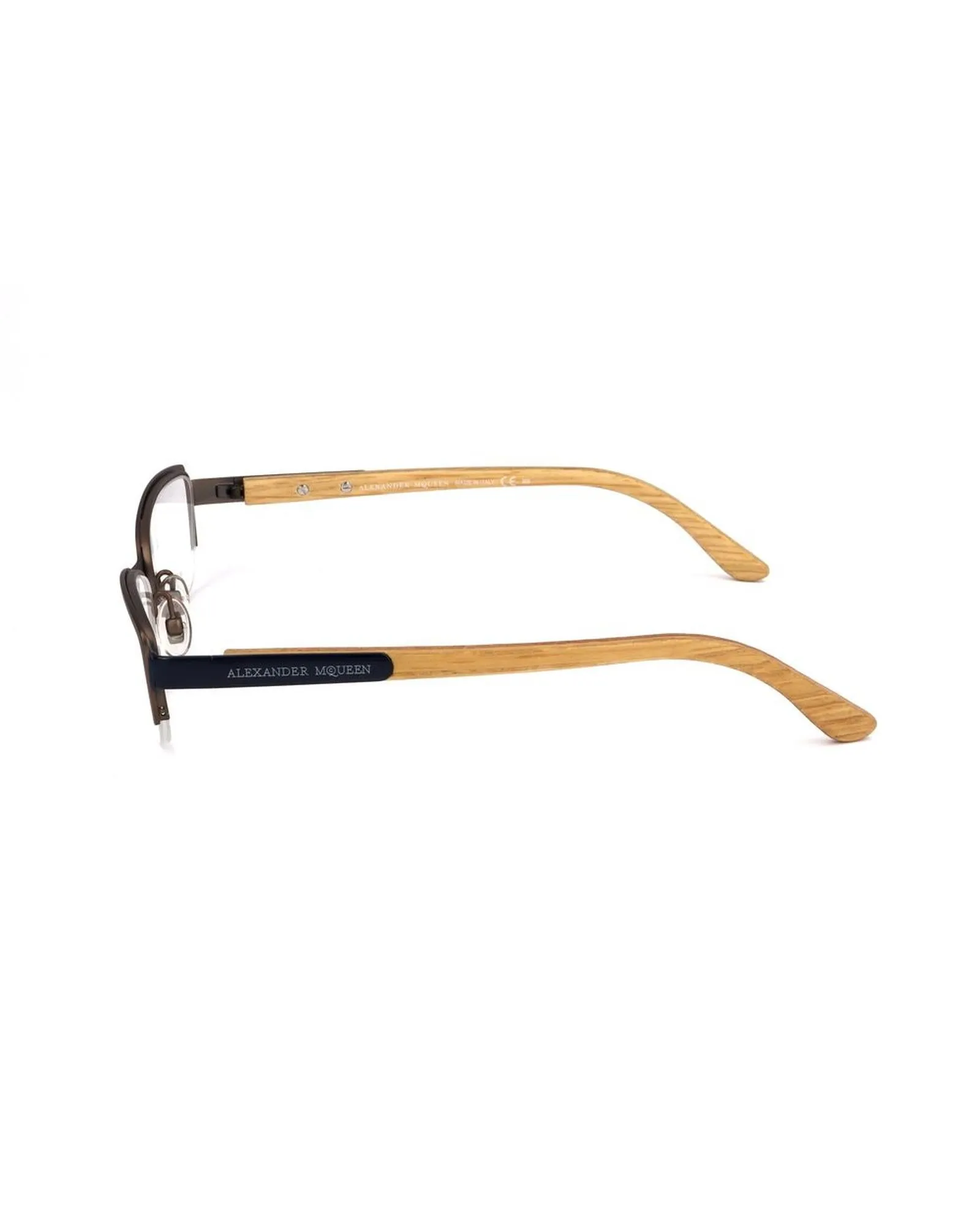 Alexander McQueen Metal Frames with Brown and Blue Semi-Matte Dial