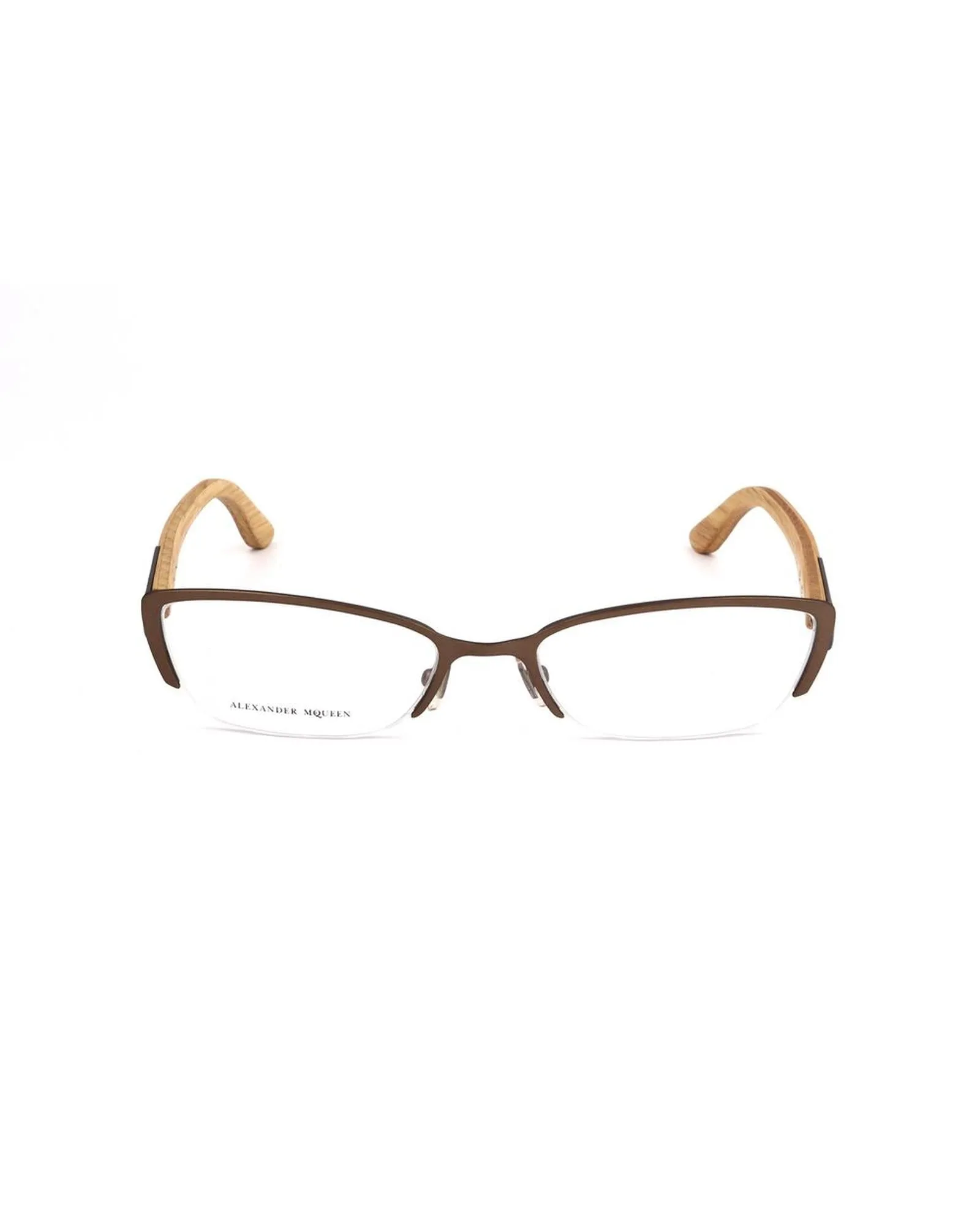 Alexander McQueen Metal Frames with Brown and Blue Semi-Matte Dial