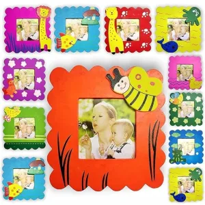 Bluedeal Beautiful Wood Cute Cartoon Photo Frames For Children Birthday Party Return Gift (Pack Of 6)