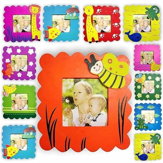 Bluedeal Beautiful Wood Cute Cartoon Photo Frames For Children Birthday Party Return Gift (Pack Of 6)