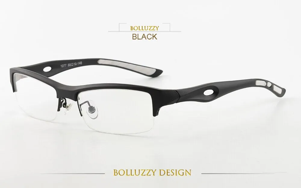 Bolluzzy Unisex Titanium Eyeglasses Semi Rim Square Bo1077
