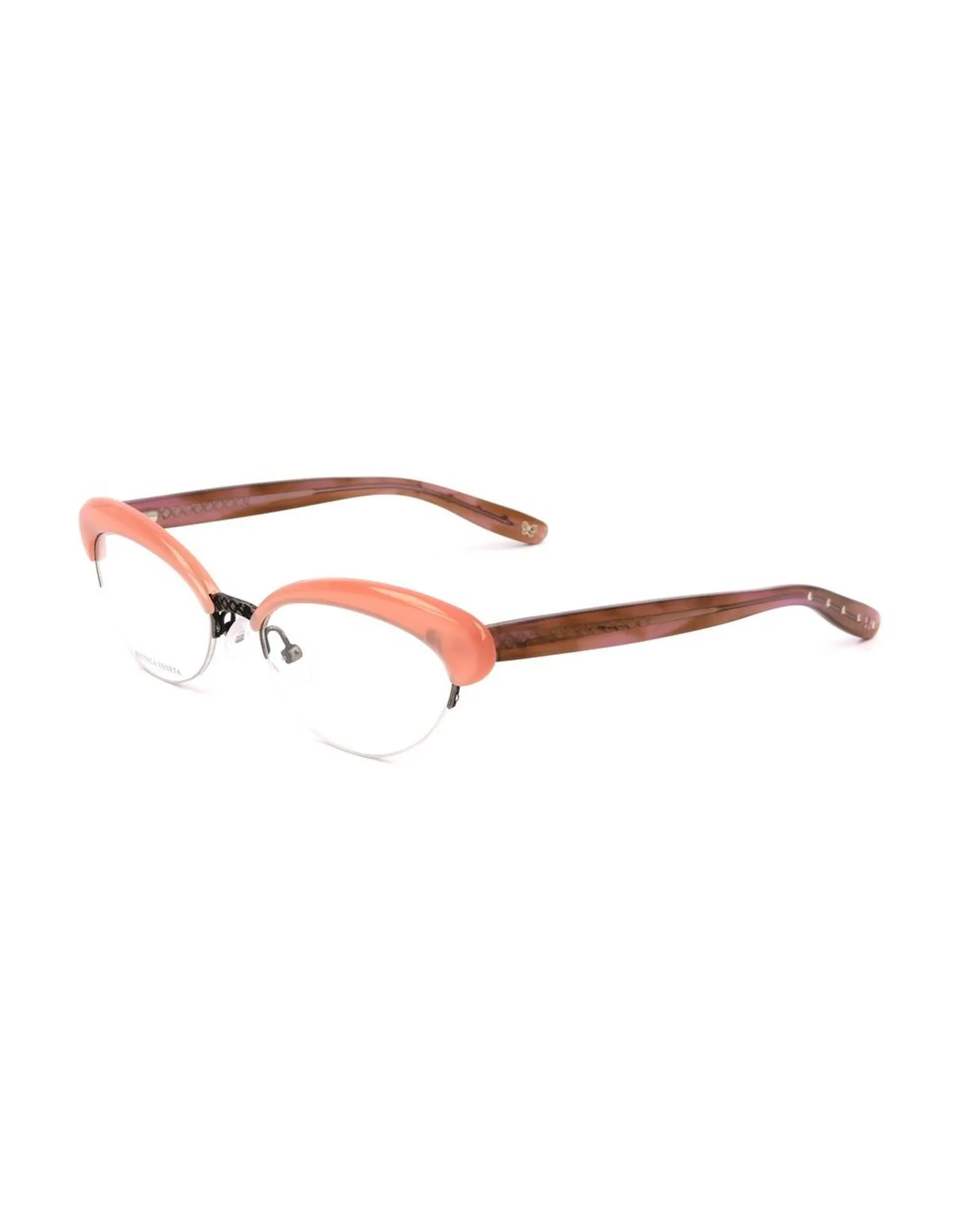 Bottega Veneta Metal Frame Watch with Pink and Brown Semi-Matte Dial