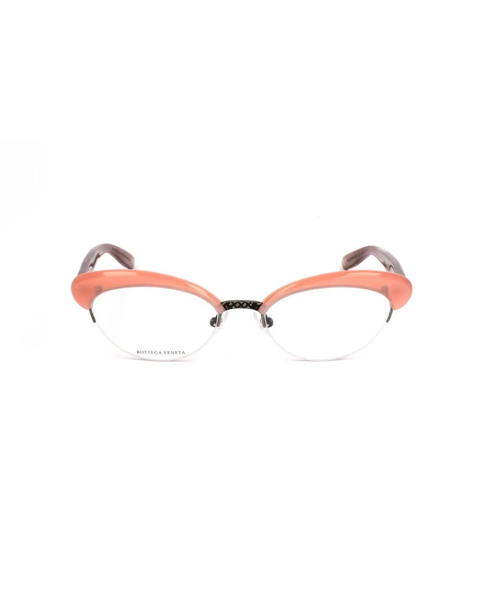 Bottega Veneta Metal Frame Watch with Pink and Brown Semi-Matte Dial