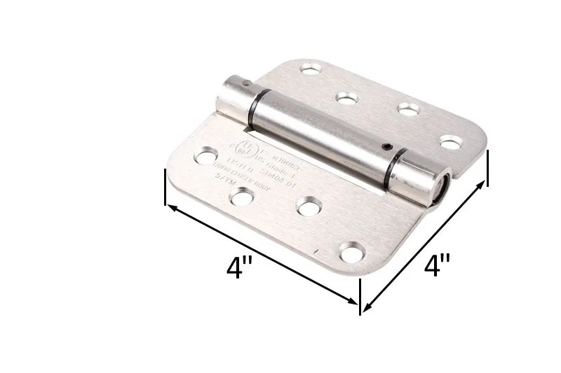 Butt Style 4" x 4" Spring Hinge with Rounded Corners - Satin Nickle
