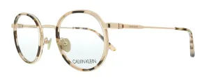 Calvin Klein CK18107 665 Peach Tortoise Round Eyeglasses