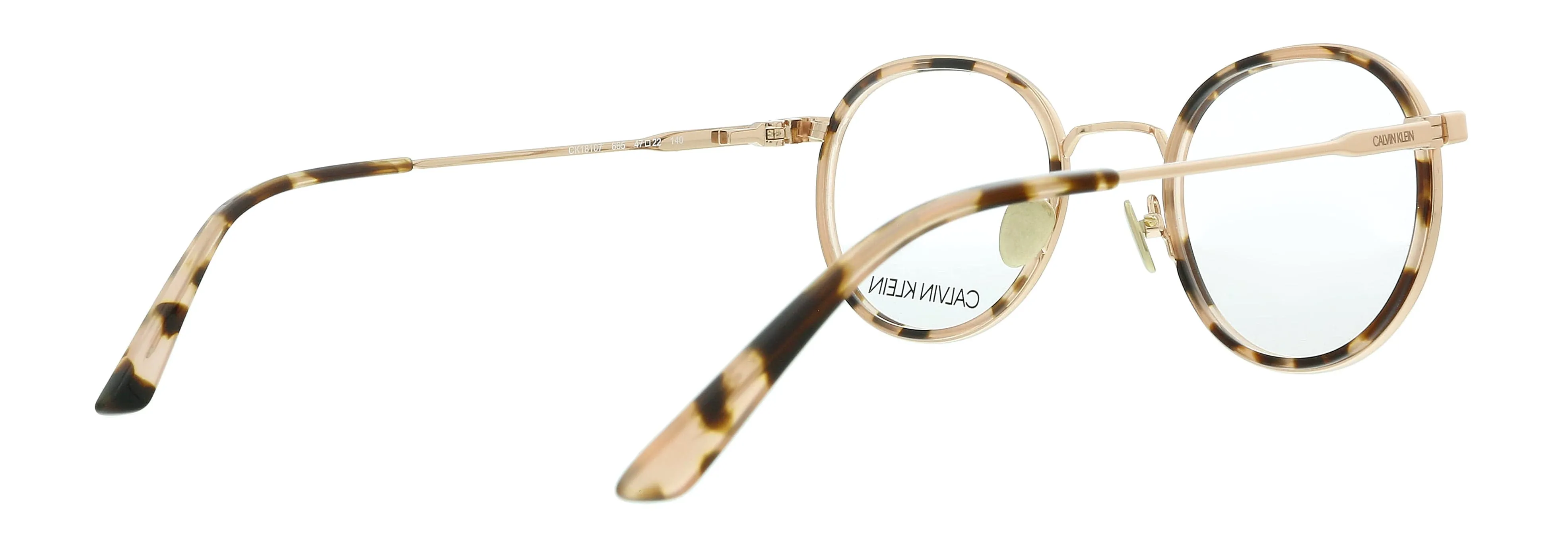 Calvin Klein CK18107 665 Peach Tortoise Round Eyeglasses