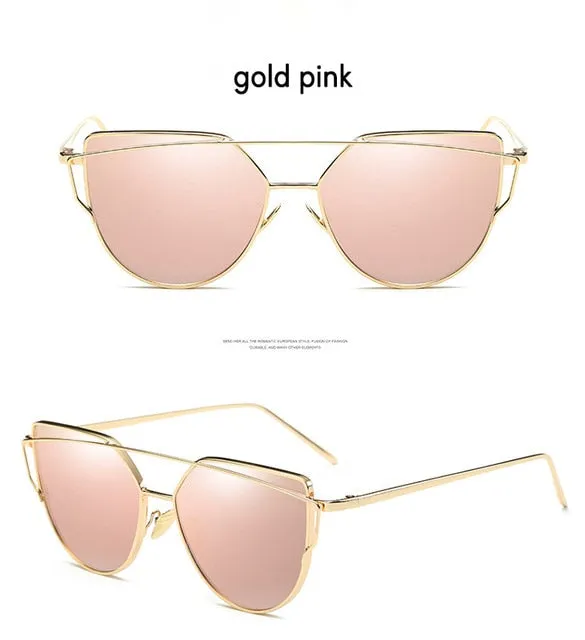 Ccspace Cat Eye Sunglasses Women Twin-Beams Mirror Polycarbonate