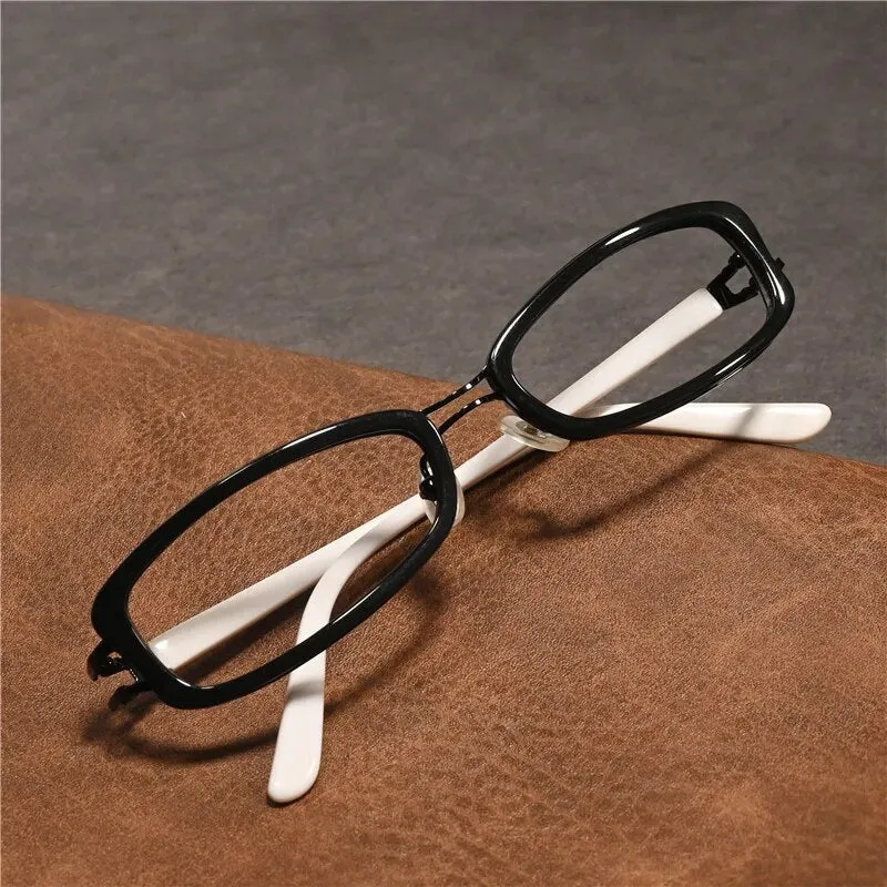 Cubojue Unisex Full Rim Rectangle Double Bridge Tr 90 Titanium Hyperopic Reading Glasses Sd2133