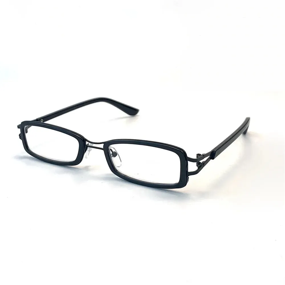 Cubojue Unisex Full Rim Rectangle Double Bridge Tr 90 Titanium Hyperopic Reading Glasses Sd2133