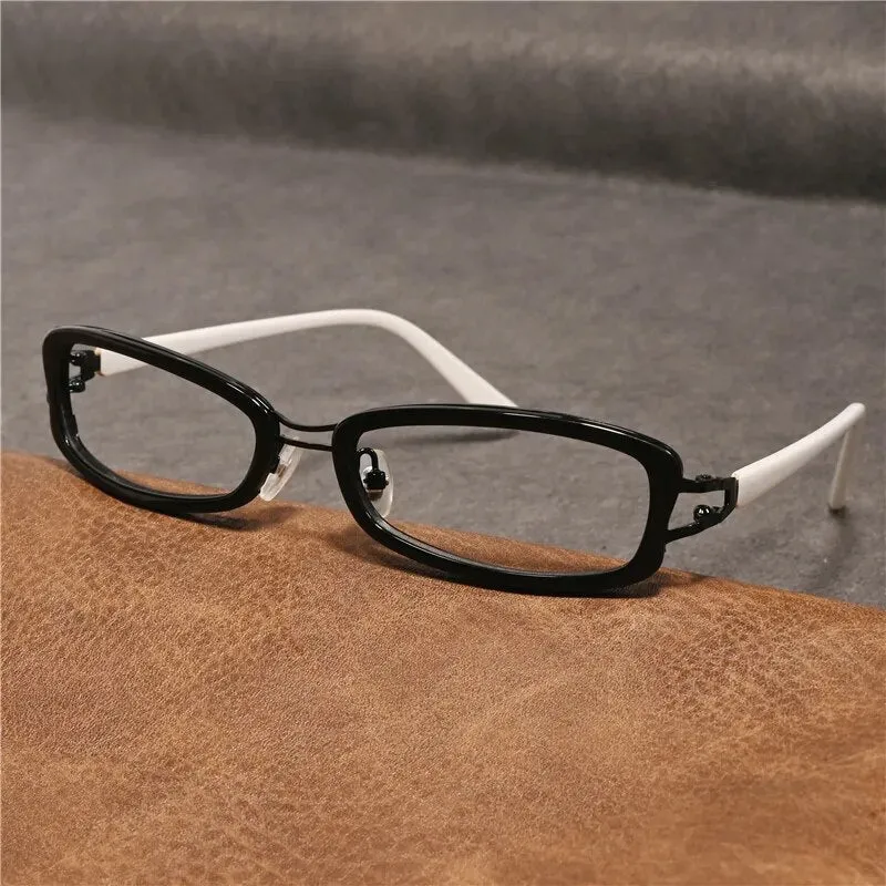 Cubojue Unisex Full Rim Rectangle Double Bridge Tr 90 Titanium Hyperopic Reading Glasses Sd2133