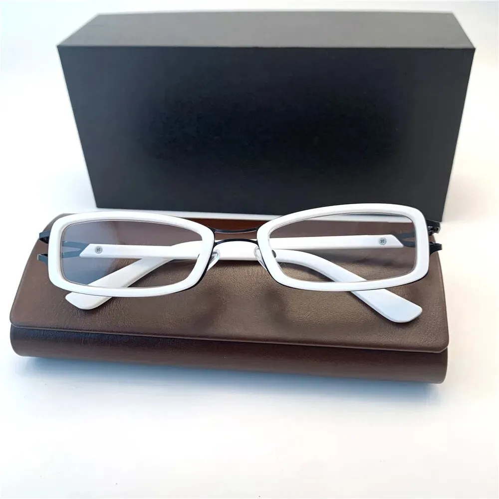 Cubojue Unisex Full Rim Rectangle Double Bridge Tr 90 Titanium Hyperopic Reading Glasses Sd2133