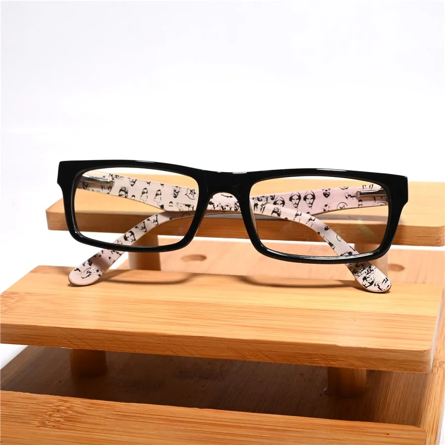 Cubojue Unisex Full Rim Small Rectangle Tr 90 Titanium Hyperopic Reading Glasses 305921