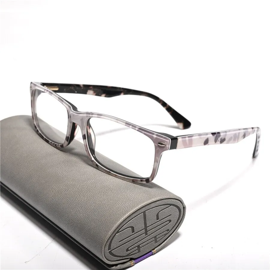Cubojue Unisex Full Rim Small Rectangle Tr 90 Titanium Hyperopic Reading Glasses 305921