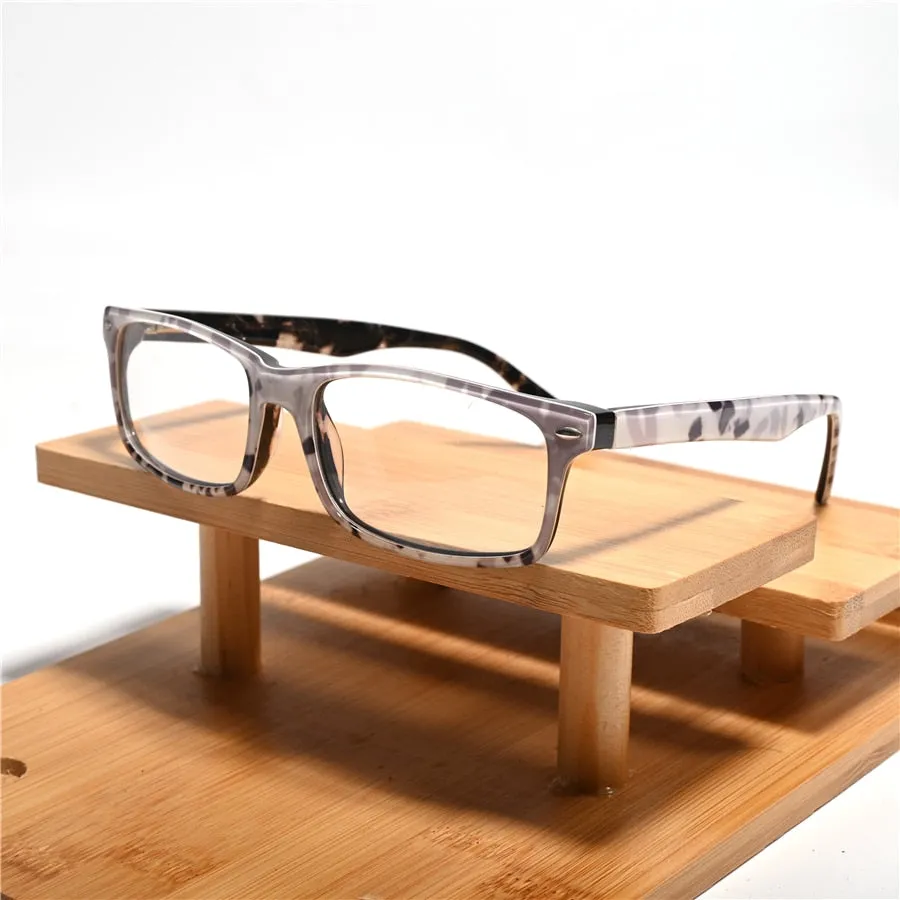 Cubojue Unisex Full Rim Small Rectangle Tr 90 Titanium Hyperopic Reading Glasses 305921