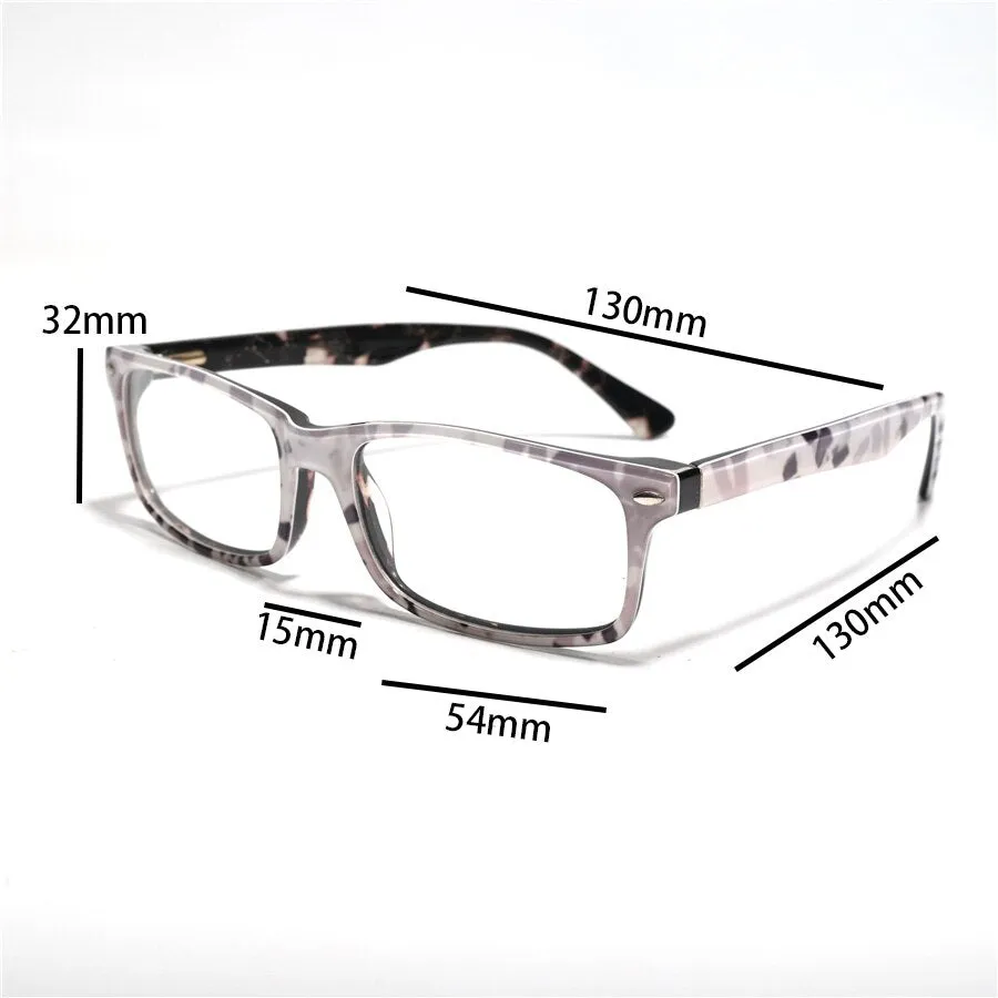 Cubojue Unisex Full Rim Small Rectangle Tr 90 Titanium Hyperopic Reading Glasses 305921