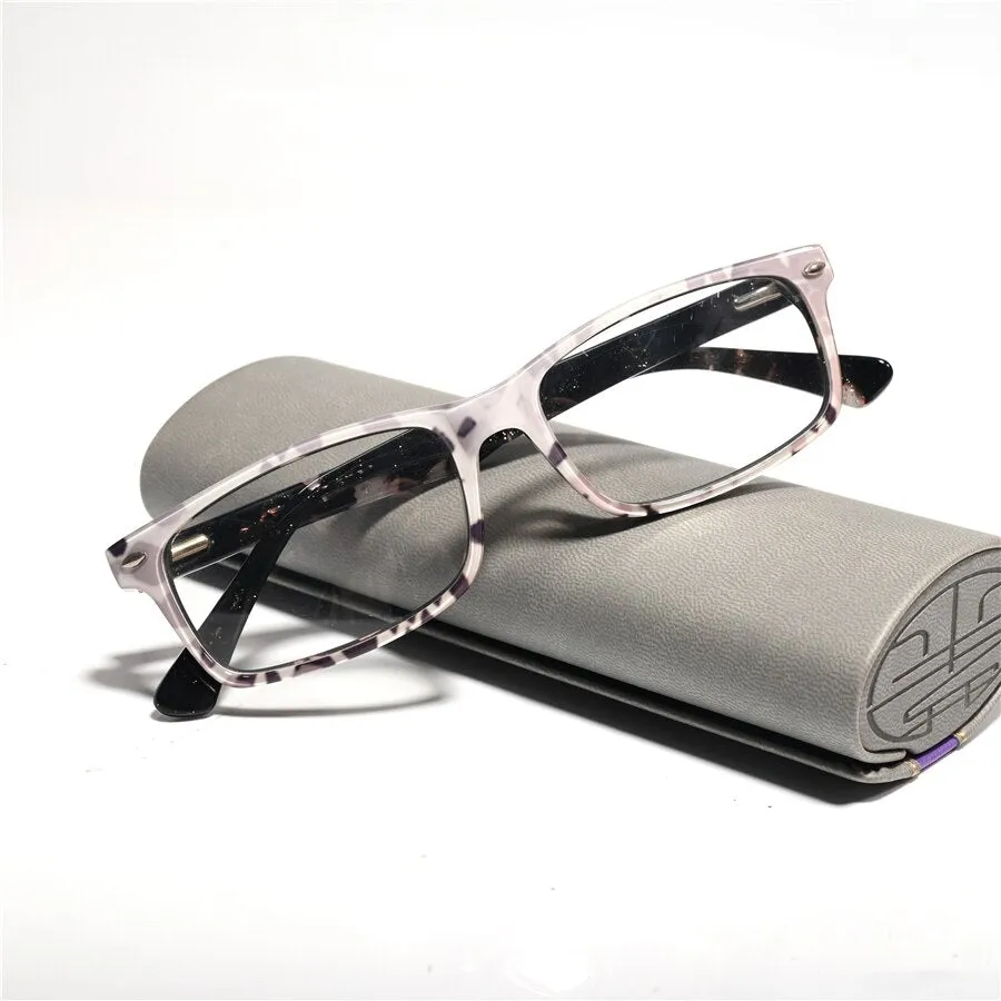 Cubojue Unisex Full Rim Small Rectangle Tr 90 Titanium Hyperopic Reading Glasses 305921