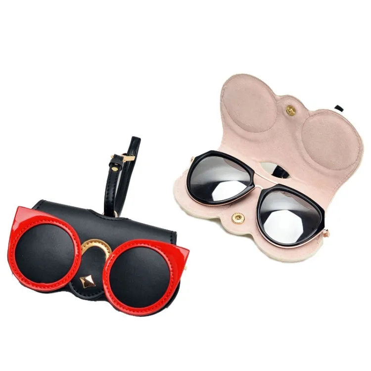 Cute And Funny PU Sunglasses Case Portable Glasses Case With Hanging Buckle, Colour: Love (Snake Pattern Stitching)