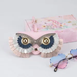 Cute Quirky PU Sunglasses Case Portable Glasses Bag with Hanging Buckle, Color:  Flower Ring Pink