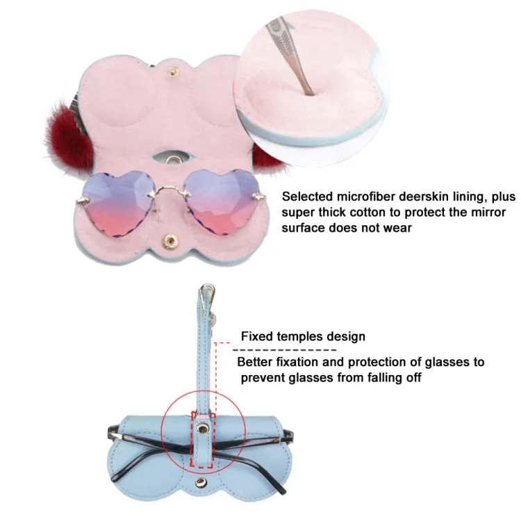 Cute Quirky PU Sunglasses Case Portable Glasses Bag with Hanging Buckle, Color:  Flower Ring Pink