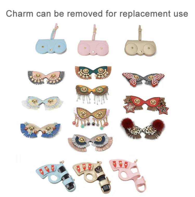 Cute Quirky PU Sunglasses Case Portable Glasses Bag with Hanging Buckle, Color:  Flower Ring Pink