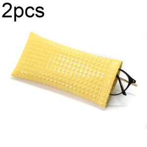 D8649-240 2pcs PU Leather Bullet Portable Waterproof Glasses Storage Bag, Color: Yellow