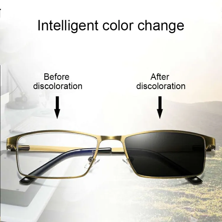 Dual-purpose Photochromic Presbyopic Glasses,  2.50D(Gold)