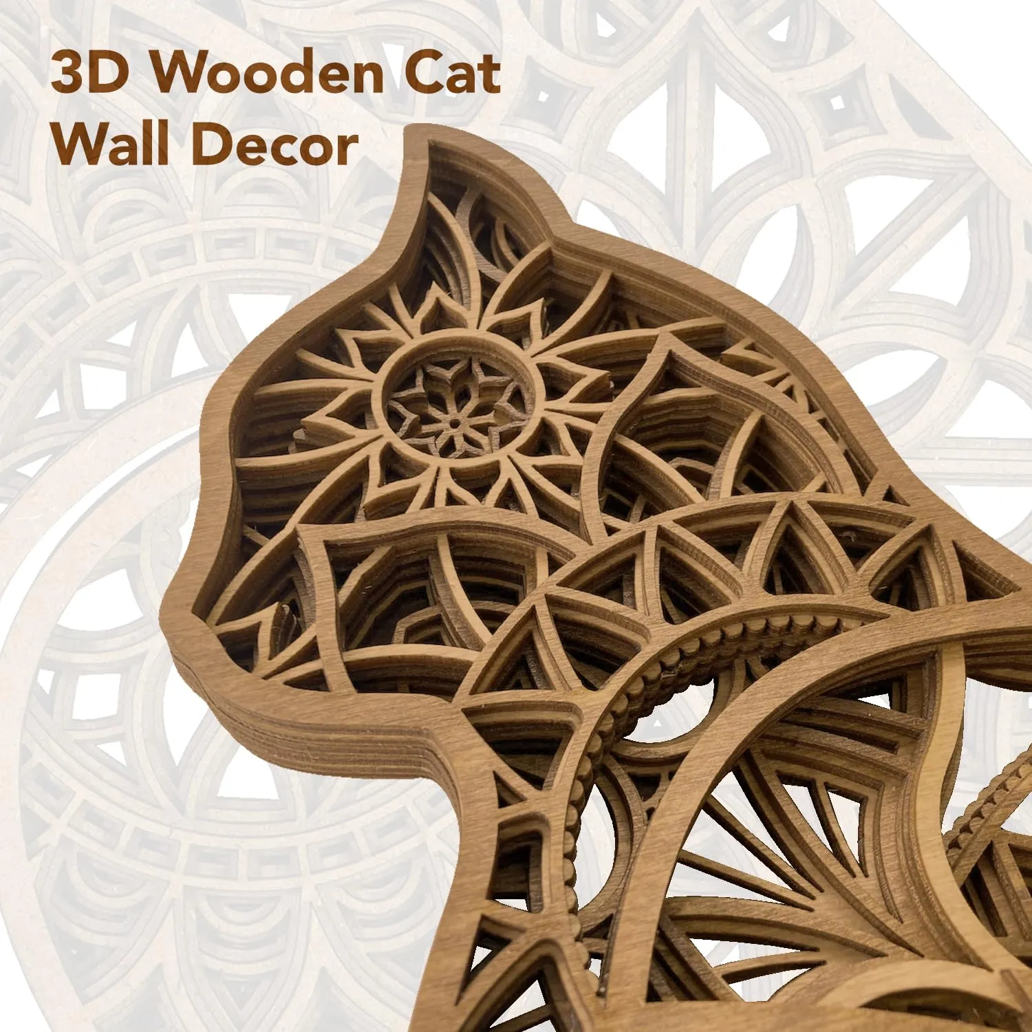 Ekhasa 3D Laser Cut Wooden Wall Art Cat for Home & Wall Decor | Wooden Art for Wall Decoration | Wall Art Carved Showpieces for Bedroom, Dining, Drawing, Living Room, Staircase Walls or Lobby