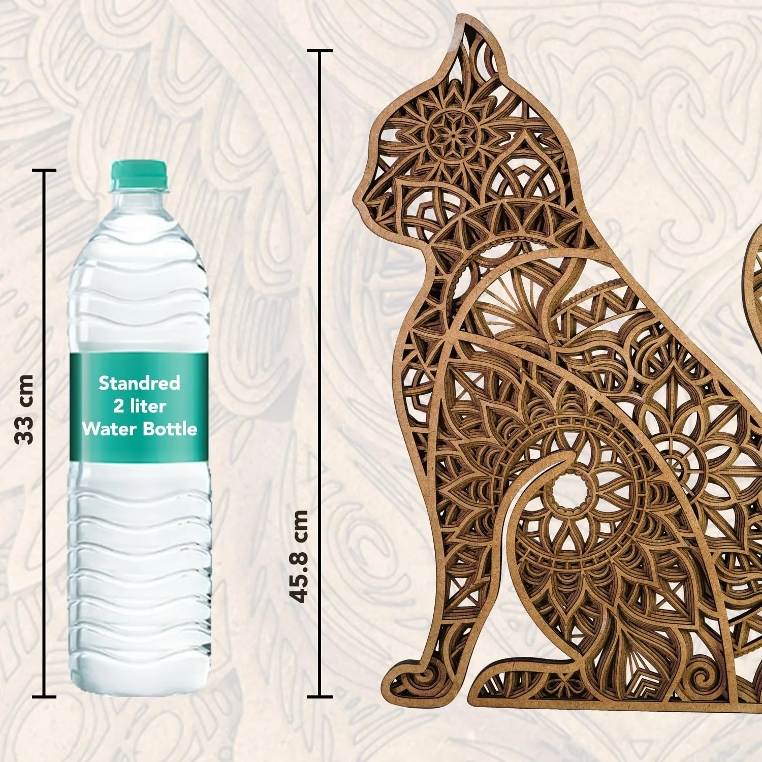 Ekhasa 3D Laser Cut Wooden Wall Art Cat for Home & Wall Decor | Wooden Art for Wall Decoration | Wall Art Carved Showpieces for Bedroom, Dining, Drawing, Living Room, Staircase Walls or Lobby