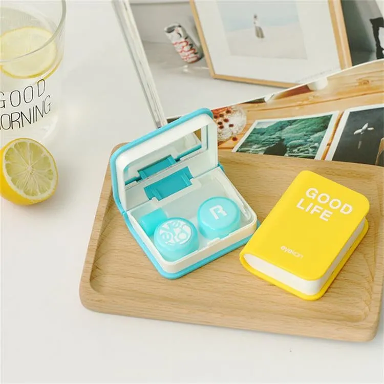 Eyekan Lovers Cartoon Cute Book Travel Glasses Contact Lenses Box for Eyes Care(Green)