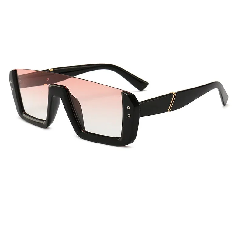 Fashion Siamese Sunglasses Net Red Half Frame Glasses Faces Europe and America Trends Sunglasses Nail Big Frame