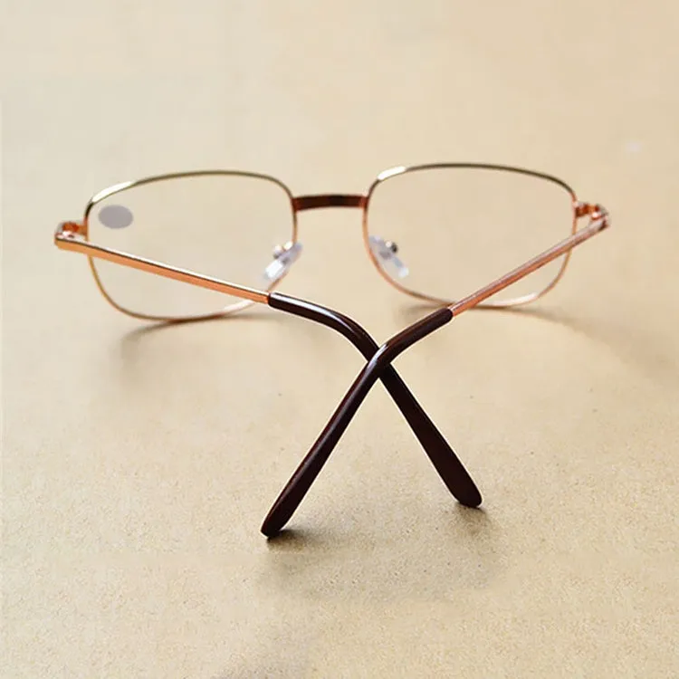 Full Metal Frame Resin Lenses Presbyopic Glasses Reading Glasses  4.00D(Gold)