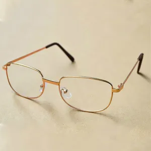 Full Metal Frame Resin Lenses Presbyopic Glasses Reading Glasses  4.00D(Gold)