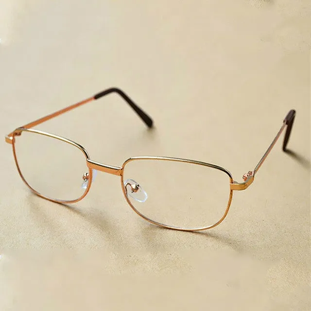 Full Metal Frame Resin Lenses Presbyopic Glasses Reading Glasses  4.00D(Gold)