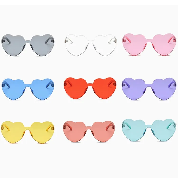 Heart Shape Rimless UV400 Sunglasses for Women(Pink)