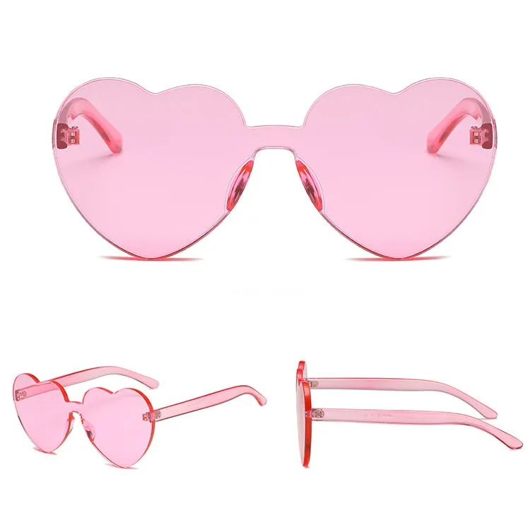 Heart Shape Rimless UV400 Sunglasses for Women(Pink)
