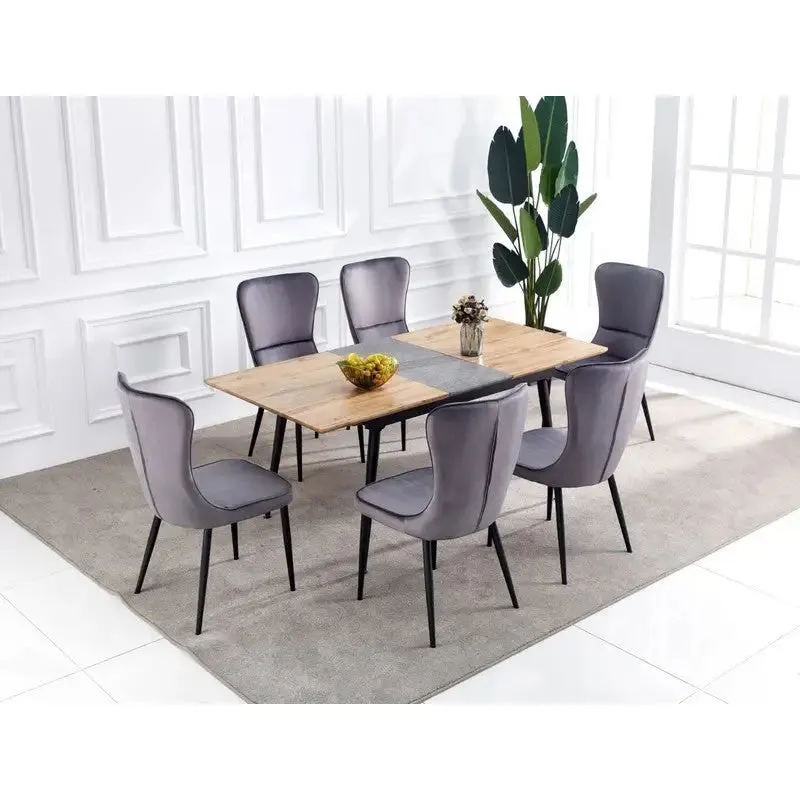 Infinity Grey Kitchen Table & Chairs Dining Set - 6 Seater