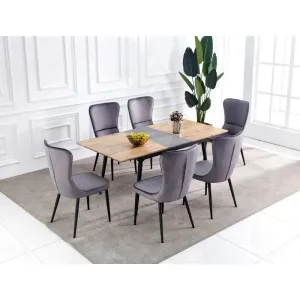 Infinity Grey Kitchen Table & Chairs Dining Set - 6 Seater