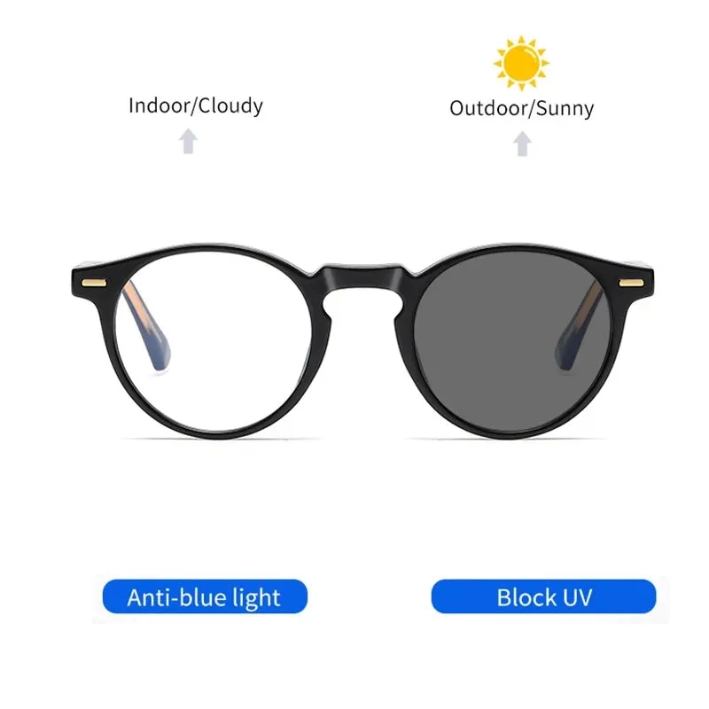 Kocolior Unisex Full Rim Round Tr 90 Acetate Hyperopic Reading Glasses 2083